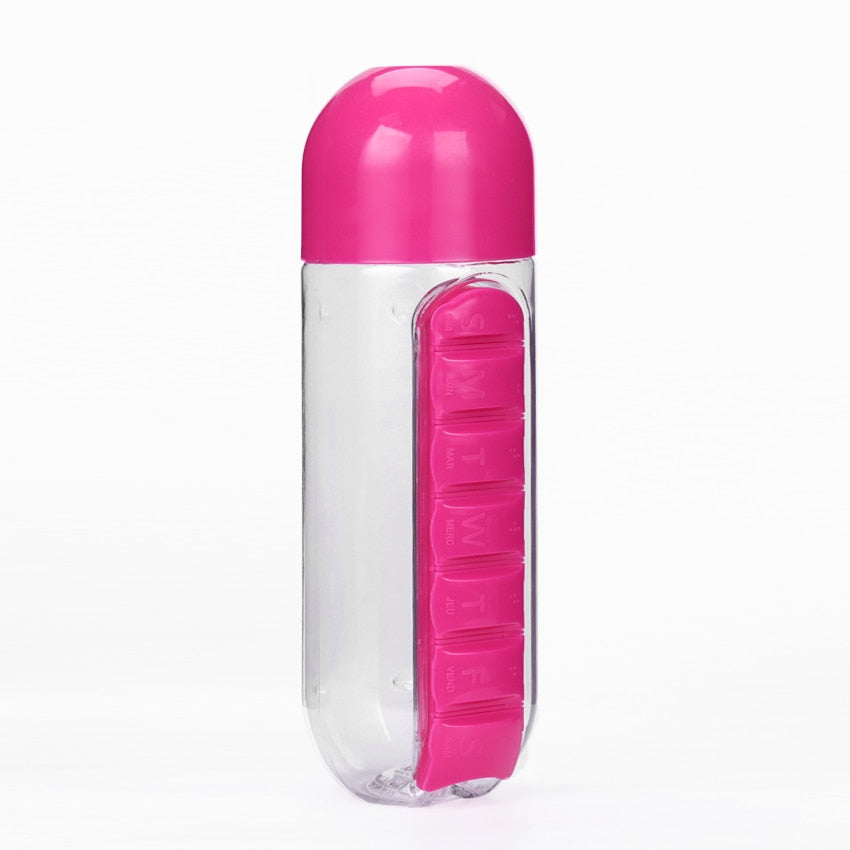 Water Bottle Combine Daily Pill Boxes Organizer