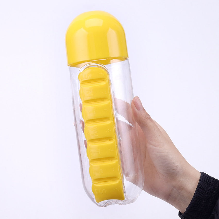 Water Bottle Combine Daily Pill Boxes Organizer