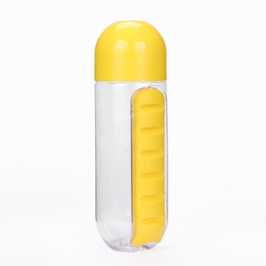 Water Bottle Combine Daily Pill Boxes Organizer