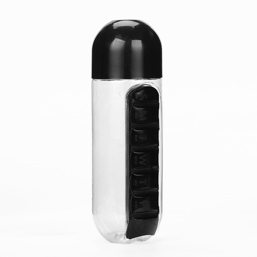 Water Bottle Combine Daily Pill Boxes Organizer